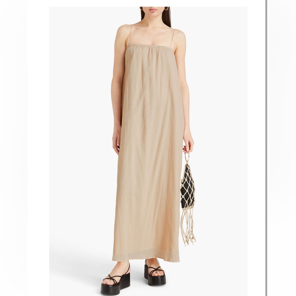 ONIA cream crinkle gauze maxi dress